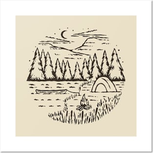 Lake Camping T-Shirt Posters and Art